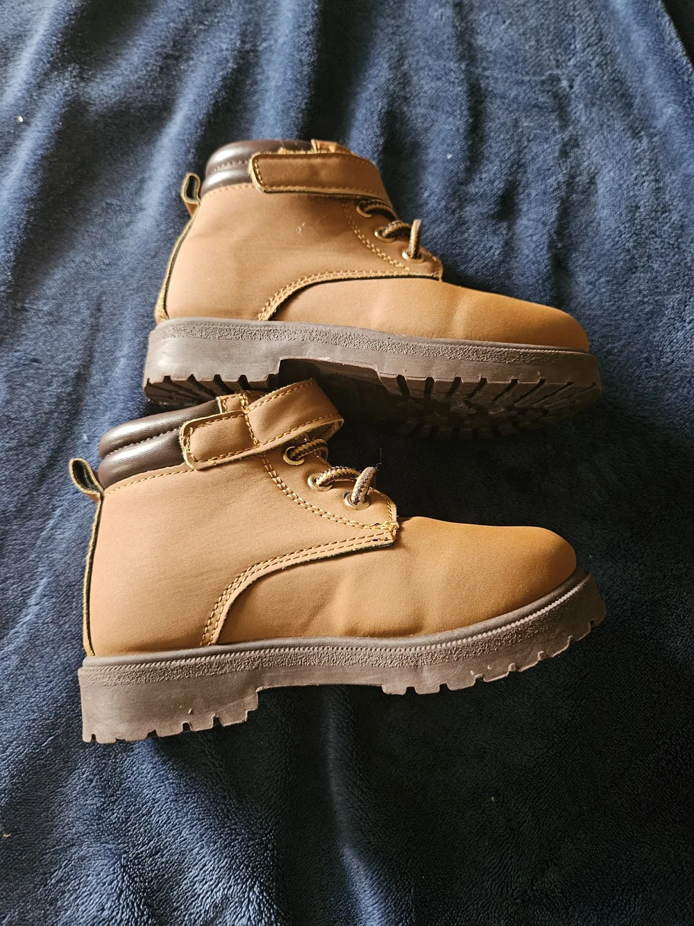 Kids Tan Ankle Boots with Velcro Strap